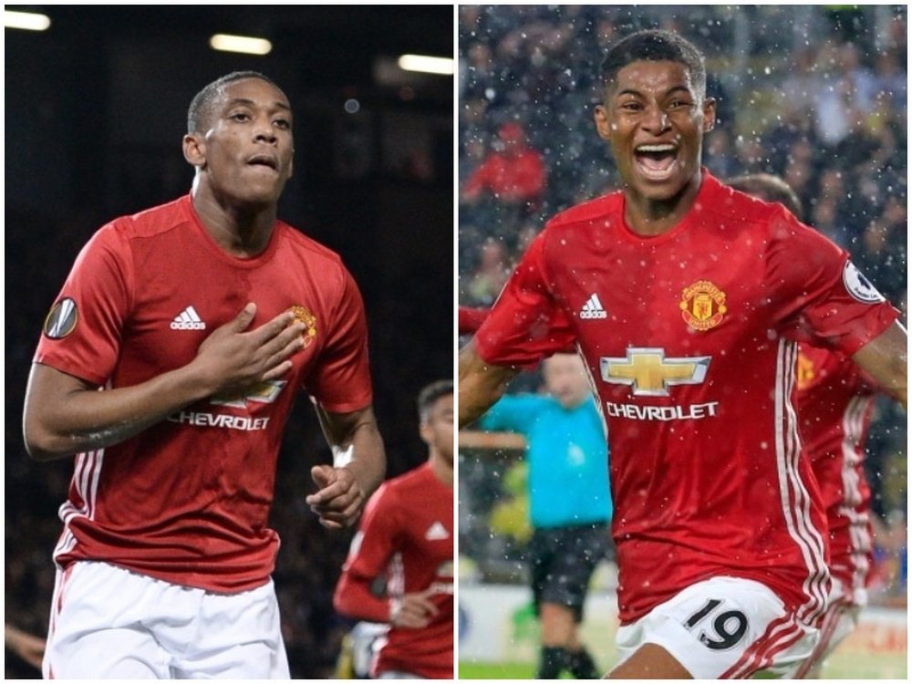 West Ham are looking to bring in either Martial (L) or Rashford (R) on loan. BeSoccer