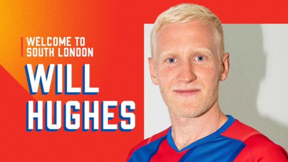 Will Hughes, nuevo jugador del Crystal Palace. Twitter/CPFC