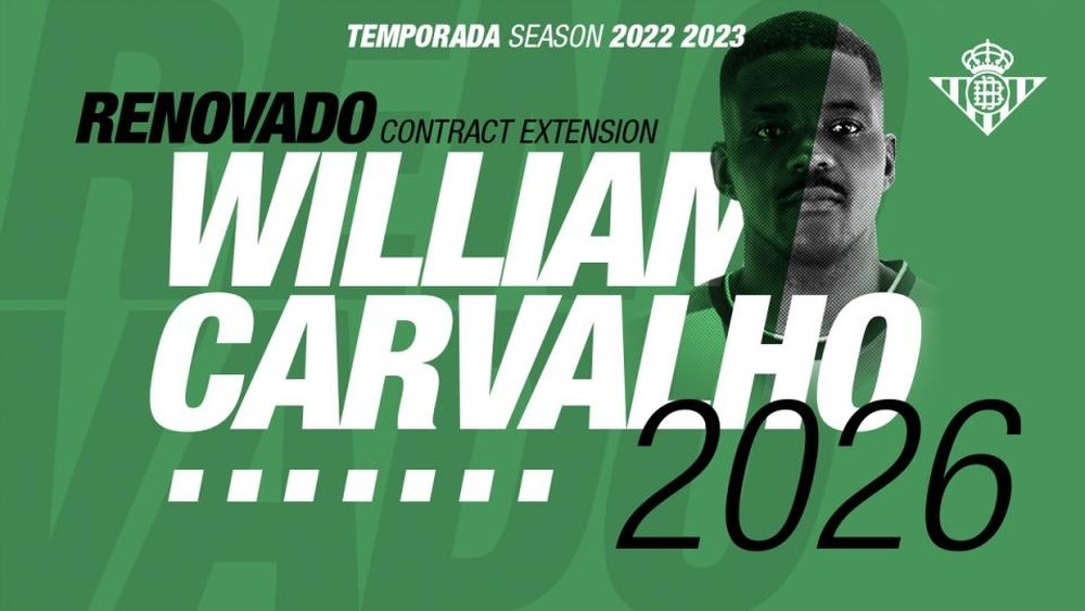 William Carvalho firma con el Betis hasta junio de 2026. Twitter/RealBetis