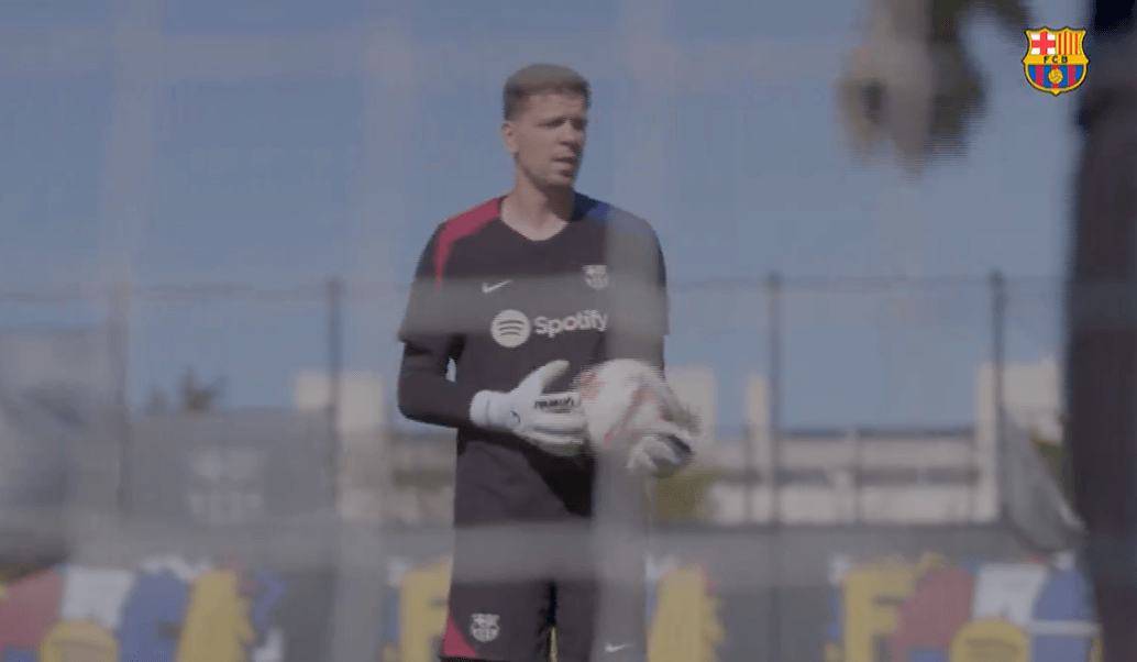 El primer entrenamiento de Szczesny con el Barça