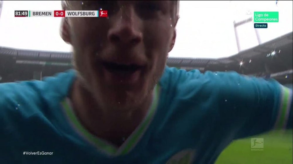 Le but de la tête de Weghorst qui fait couler un peu plus le Werder. Capture/MovistarLigaDeCampeon