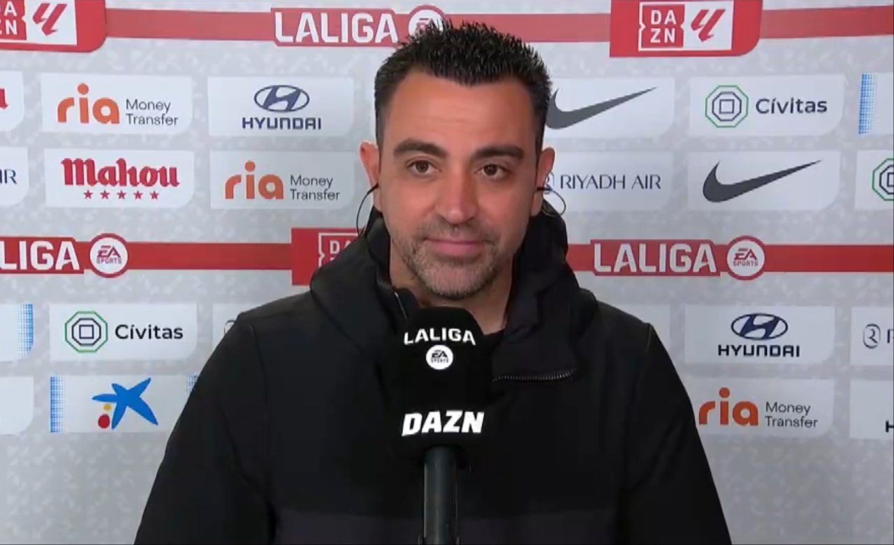 Xavi habló tras la victoria. Captura/DAZN