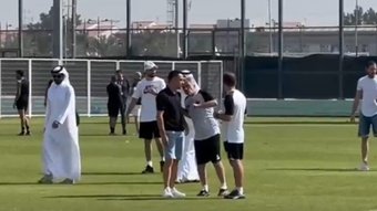 Xavi visited Al Sadd's managerial team and players. Screenshot/Sport