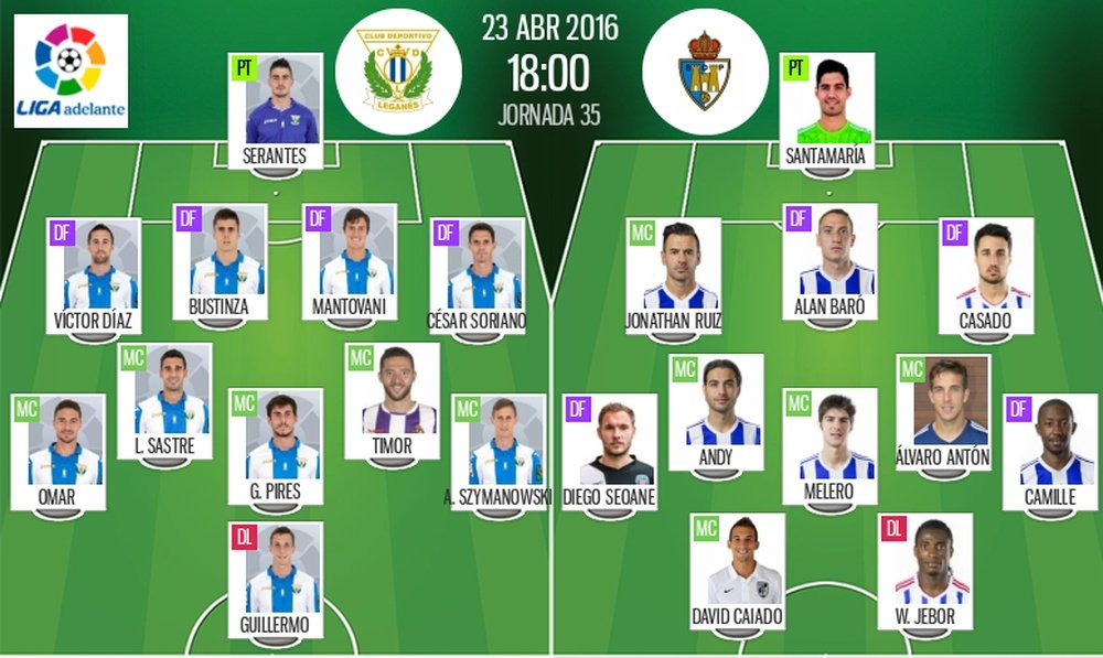 Ya tenemos las alineaciones del Leganés-Ponferradina, partido correspondiente a la jornada 35 de la Liga Adelante. BeSoccer
