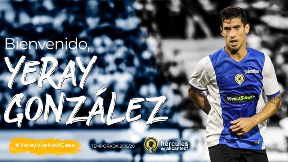 Así anunció el Hércules el fichaje de Yeray González. Twitter/CFHércules