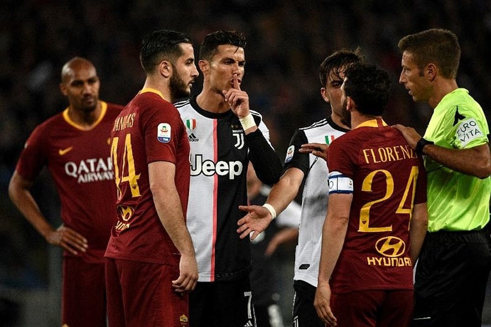 Florenzi falou sobre Cristiano Ronaldo no final do encontro da Roma frente à Juve. AFP