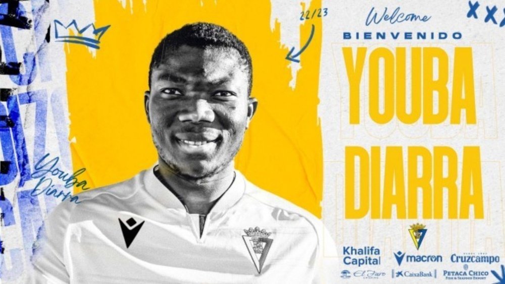 Youba Diarra, nuevo futbolista del Cádiz. Twitter/Cadiz_CF