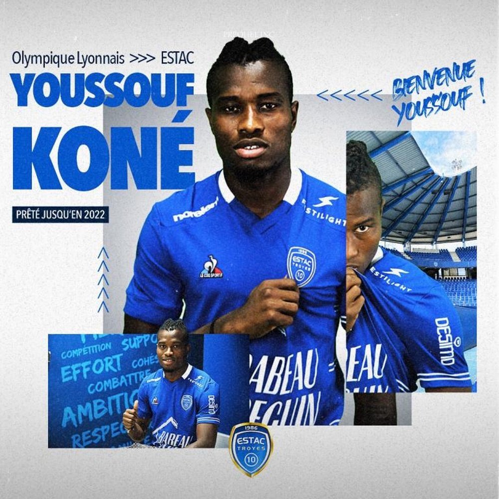 Youssouf Koné, cedido al Troyes. Twitter/Estac_Officiel