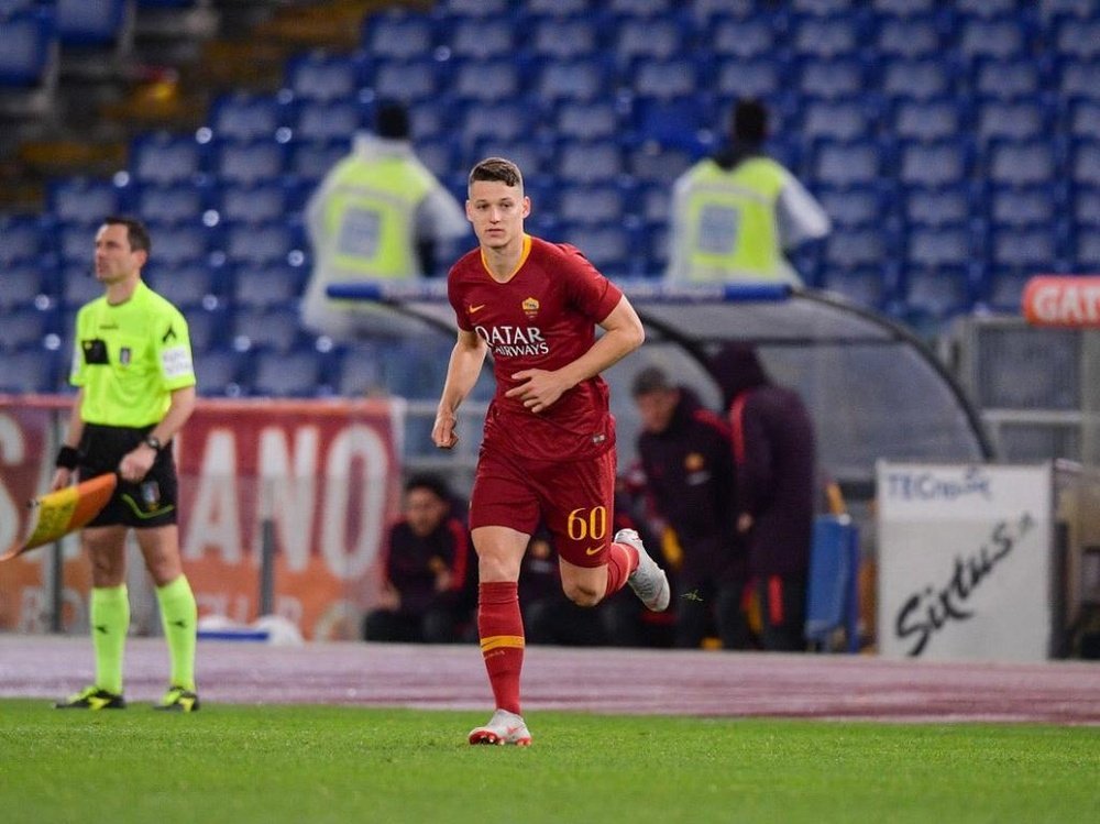 Zan Celar has stood out for Roma at U19 level. Twitter/OfficialASRoma