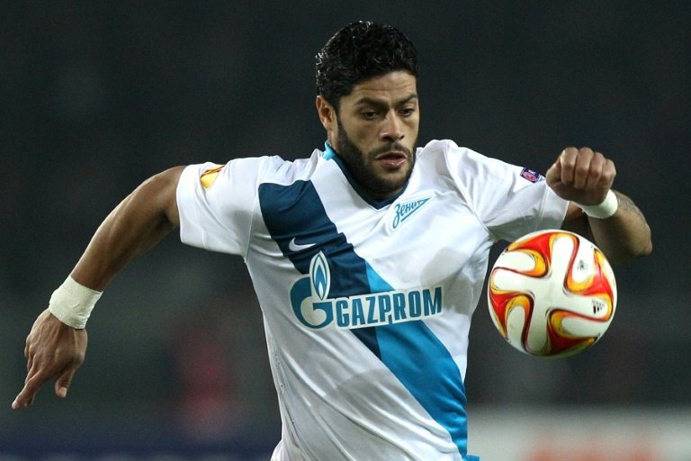 Zenit Brazilian forward Hulk eyes the ball on March 19, 2015