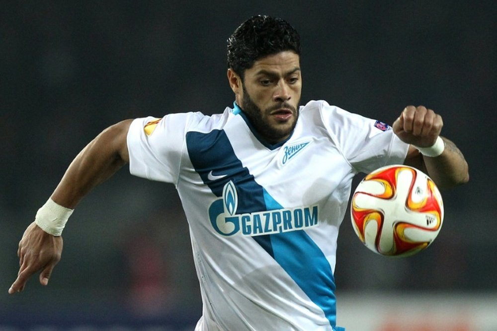 Zenit Brazilian forward Hulk eyes the ball on March 19, 2015