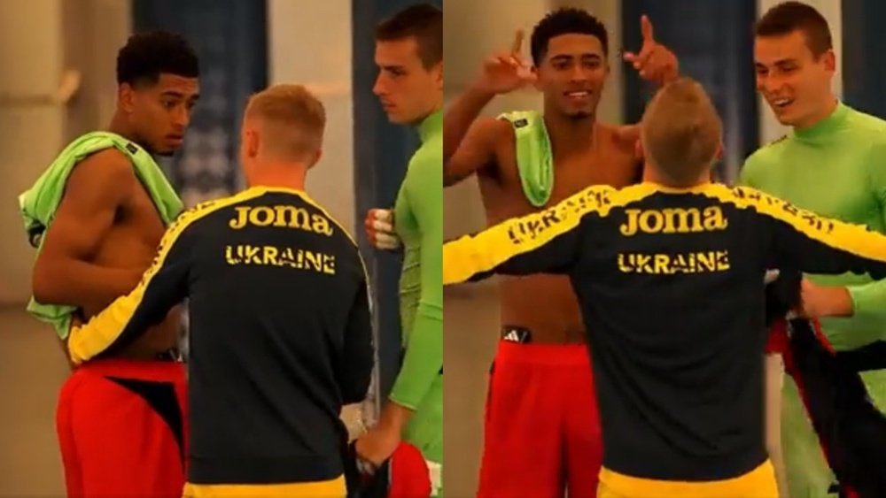 Zinchenko had a chat with Bellingham after the England-Ukraine match. Screenshots/@Teamjudee