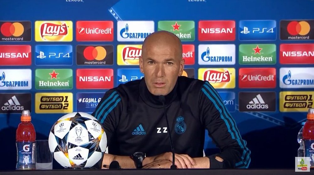 Zidane na coletiva de imprensa antes da partida final da Champions League. Captura