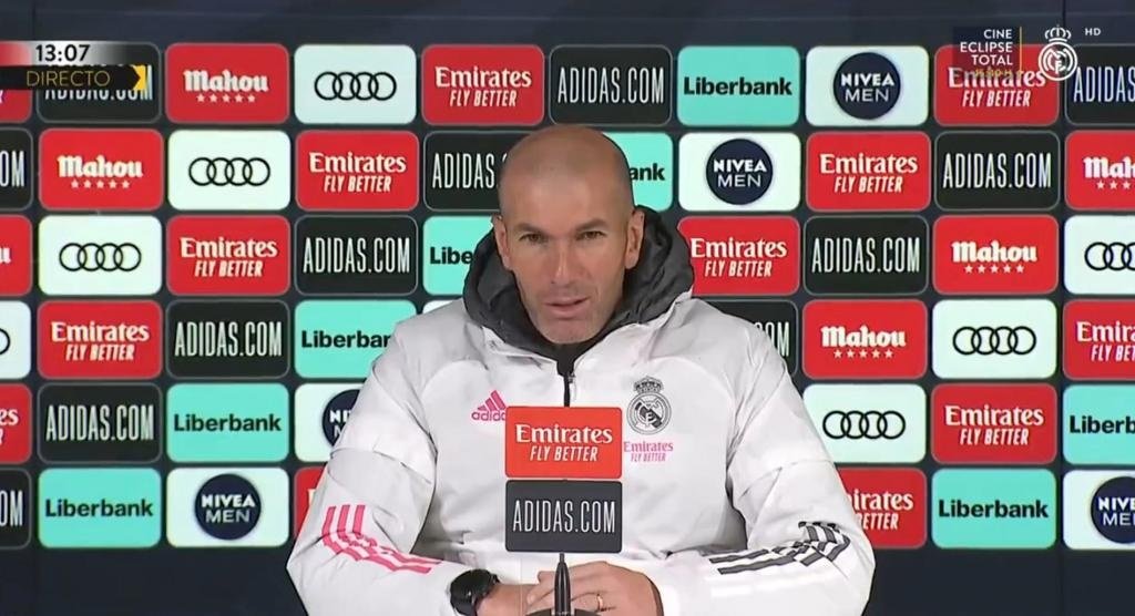 Zidane acaba de falar em coletiva de imprensa. Captura/RealMadridTV