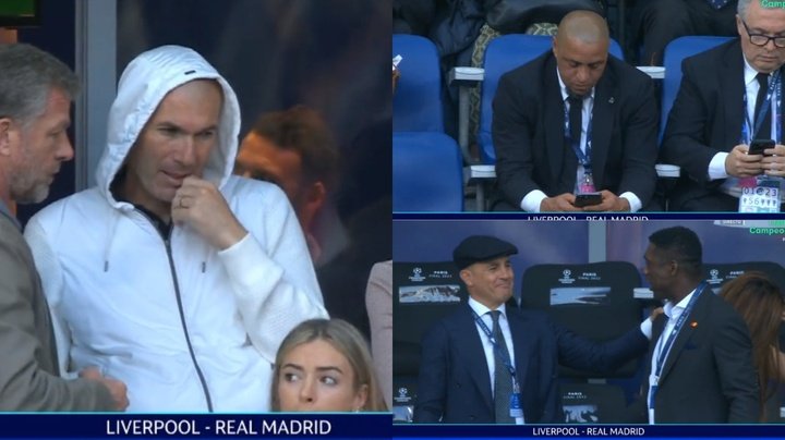 Zidane went to the Stade de France to watch the UCL final. Screenshot/MovistarLigadeCampeones