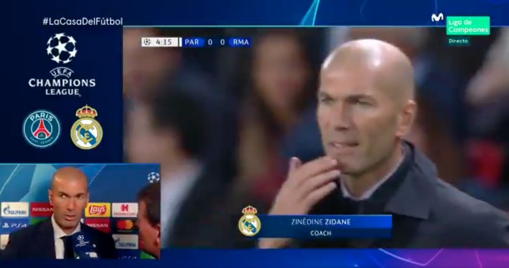 Zinedine Zidane avaliou a derrota por 3 a 0 na estreia da Champions League. Captura/Movistar