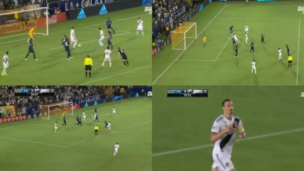 Zlatan Ibrahimovic adelantó a los Galaxy con un gol mezcla de suerte y oportunismo. Twitter/LAGalaxy