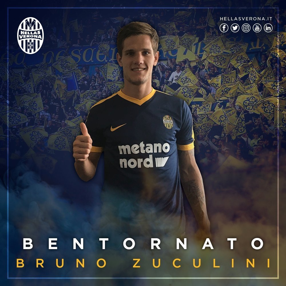 Zuculini se queda en Verona. Twitter/HellasVerona