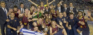 Los jugadores del Barça celebraron el título