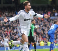 Sergio Ramos celebra su gol ante el Getafe