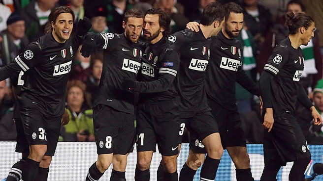 Los jugadores de la Juventus celebran uno de los goles ante el Celtic