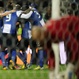 Los jugadores del Oporto celebran el gol ante el Málaga