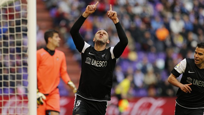 Demichelis celebra su gol ante el Valladolid