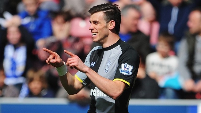 Bale celebra su gol ante el Wigan