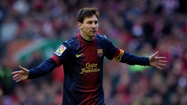 Messi celebra su gol ante el Athletic