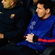 Messi en el banquillo durante el partido ante el Bayern