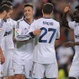 Los jugadores del Real Madrid celebran uno de los goles ante el Málaga