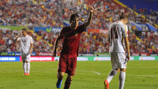 Silva celebra su gol ante Macedonia