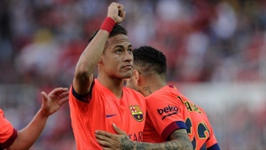 Neymar celebra su gol ante el Sevilla