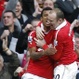 Nani y Rooney celebrando el primer gol del United ante el City
