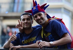 Pedro y Villa celebran la liga
