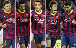 Messi,Pedro,Alexis,Neymar,Cesc.El ataque culé
