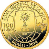 Moneda oro Brasil 2014 (reverso)