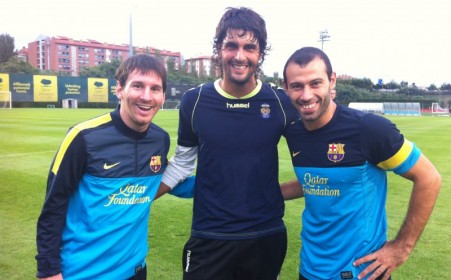 Barbosa con Messi y Mascherano esta tarde
