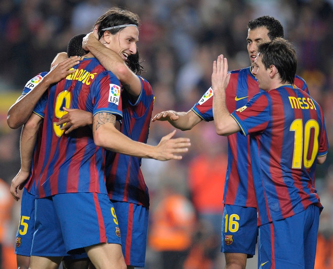 Ibrahimovic y Messi, Barcelona vs Zaragoza