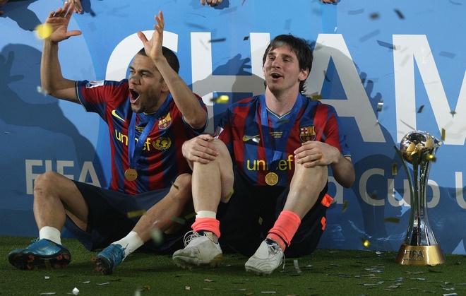 Messi  dani alves  barcelona campeon mundialito