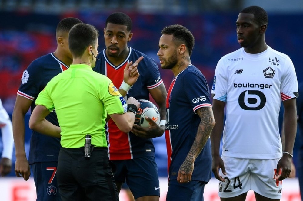 Neymar saw red as PSG were beaten by Lille. AFP