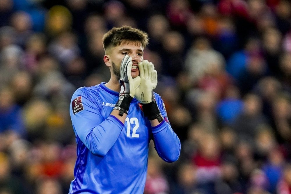 Matija Sarkic played for Montenegro in a World Cup qualifier in Norway in 2021. AFP