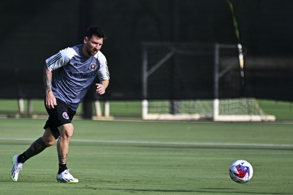 Messi trained with Inter Miami ahead of his teams Leagues Cup clash with Atlanta on Tuesday. AFP