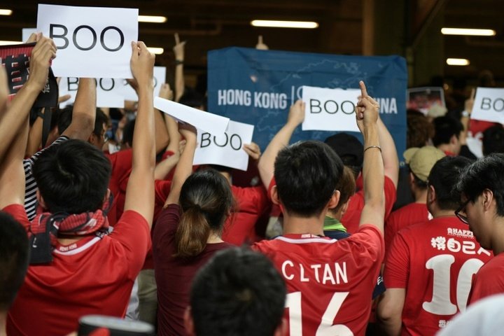 Hong Kong fans boo their own anthem in loss to Iran