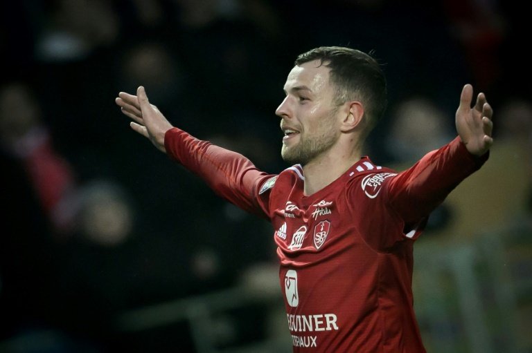 Jeremy Le Douaron helped Brest win for the sixth time in seven Ligue 1 games. AFP