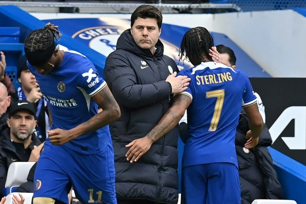 Pochettino and Sterling were booed by Chelsea fans against Leicester. AFP