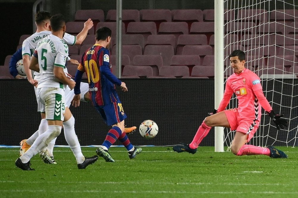 Lionel Messi scored two goals as Barca beat Elche 3-0. AFP