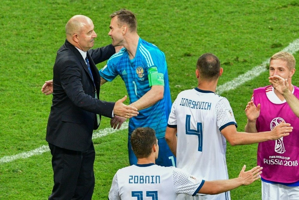 Russia shocked Spain. AFP