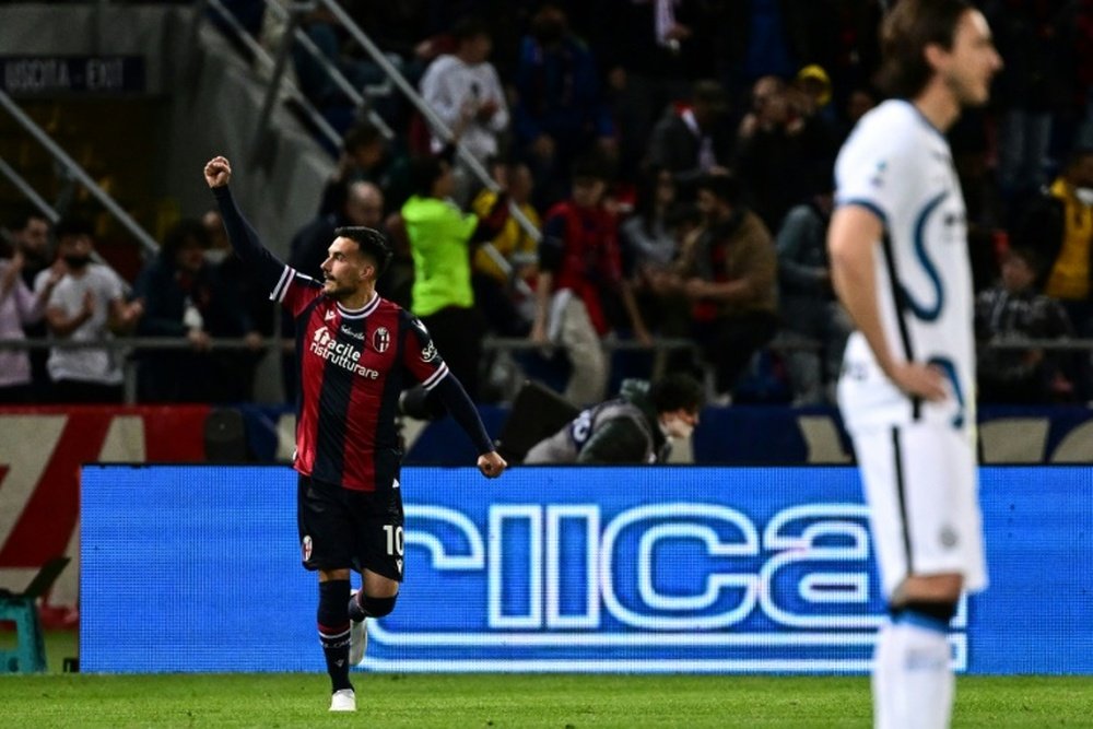 Nicola Sansone got the winner as Bologna beat Inter 2-1. AFP