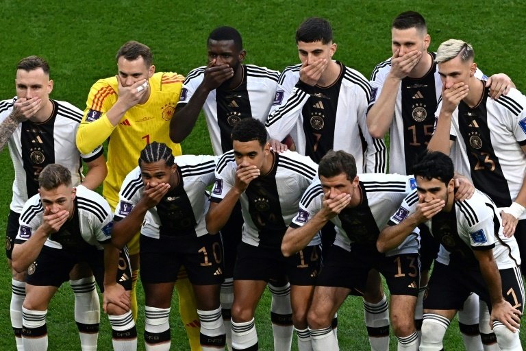 Germany's players protested over the One Love armband controversy. AFP